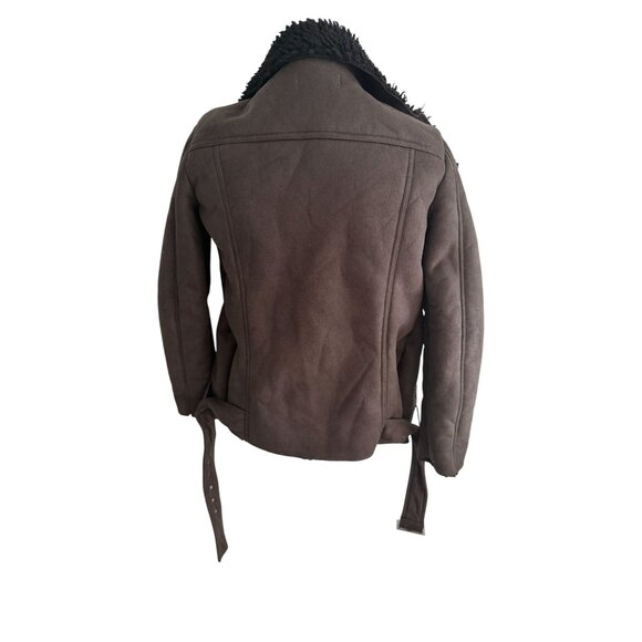 MISSGUIDED Brown Faux Shearling Coat Jacket Size US 4 - Picture 6 of 6